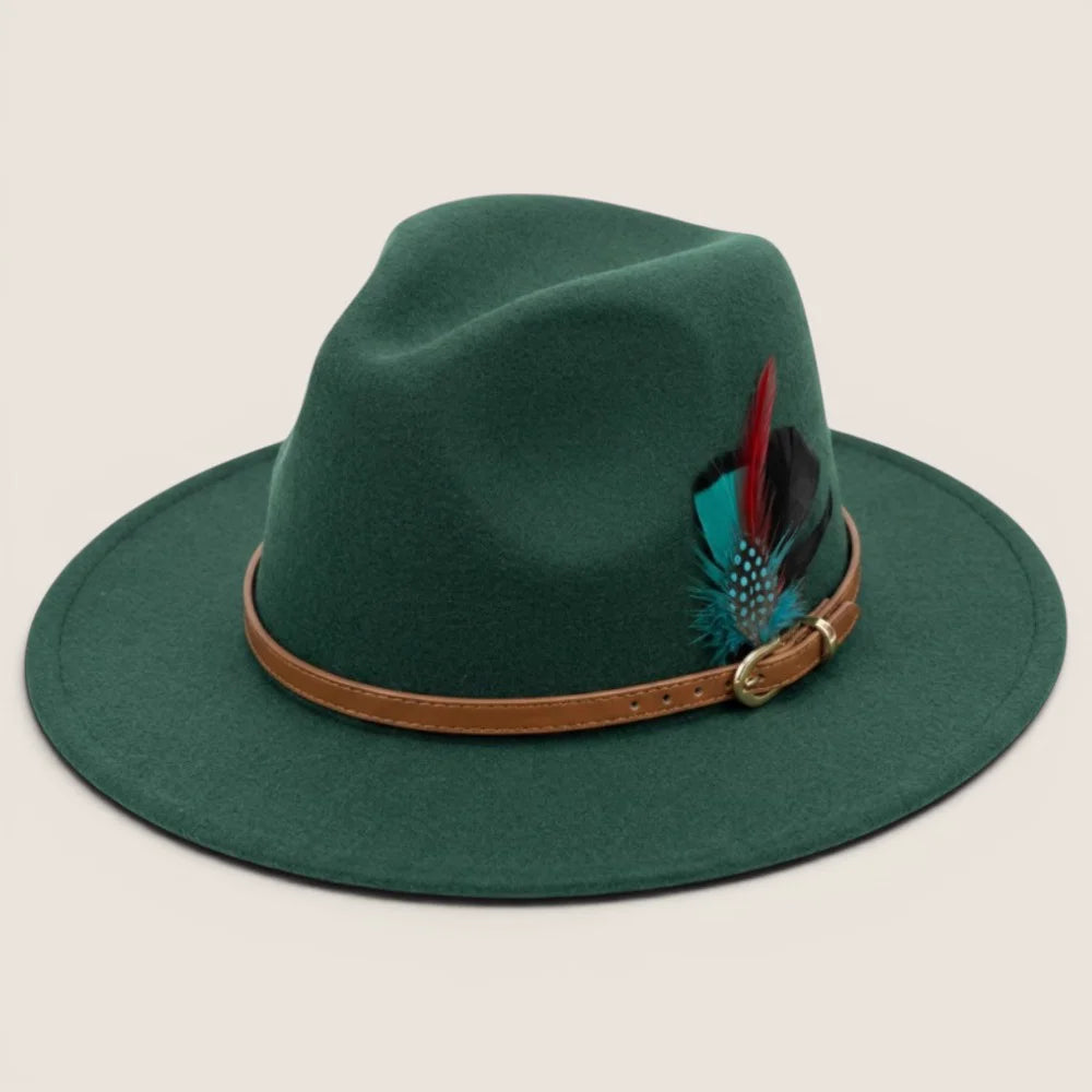 atelierbrim faux suede fedora hat, wide brim, Teal Green