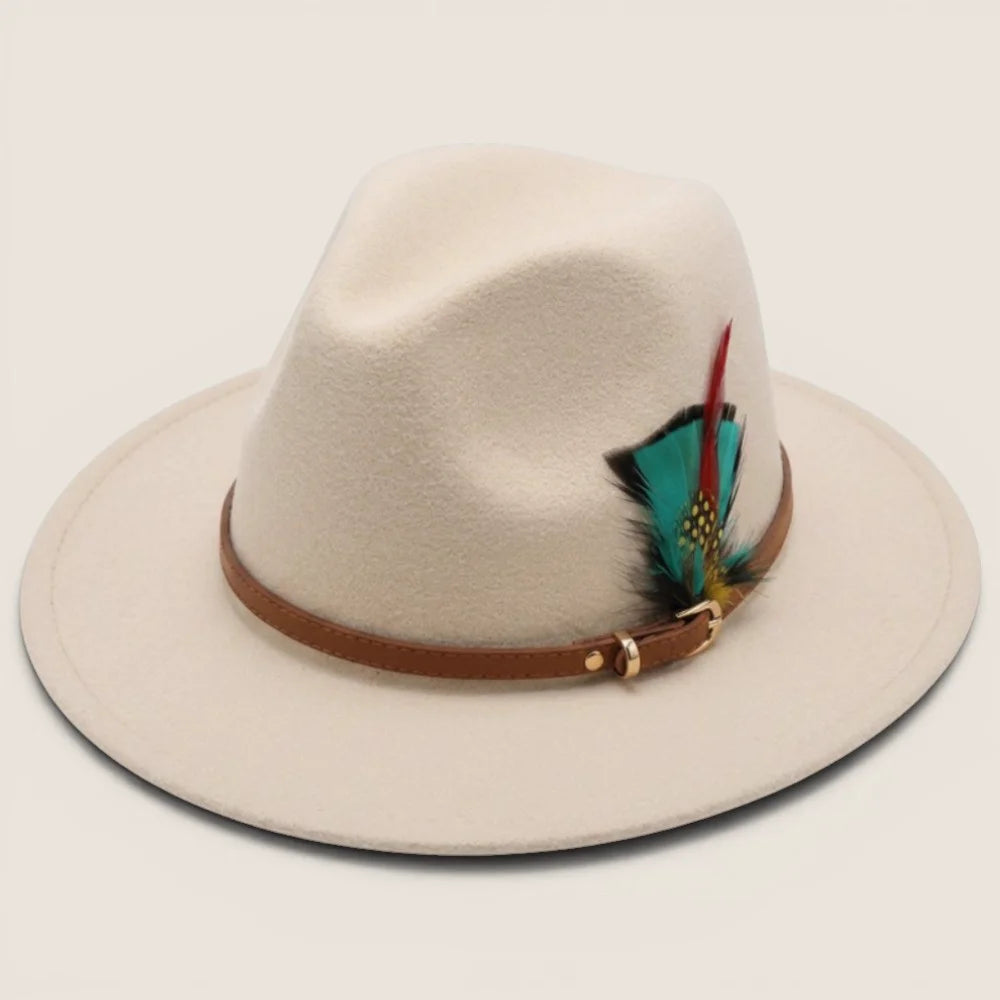 atelierbrim faux suede fedora hat, wide brim, Ivory