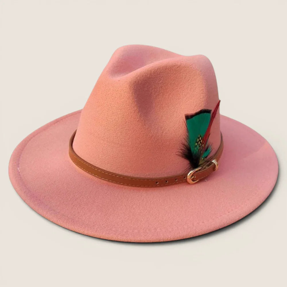 atelierbrim faux suede fedora hat, wide brim, Soft Pink