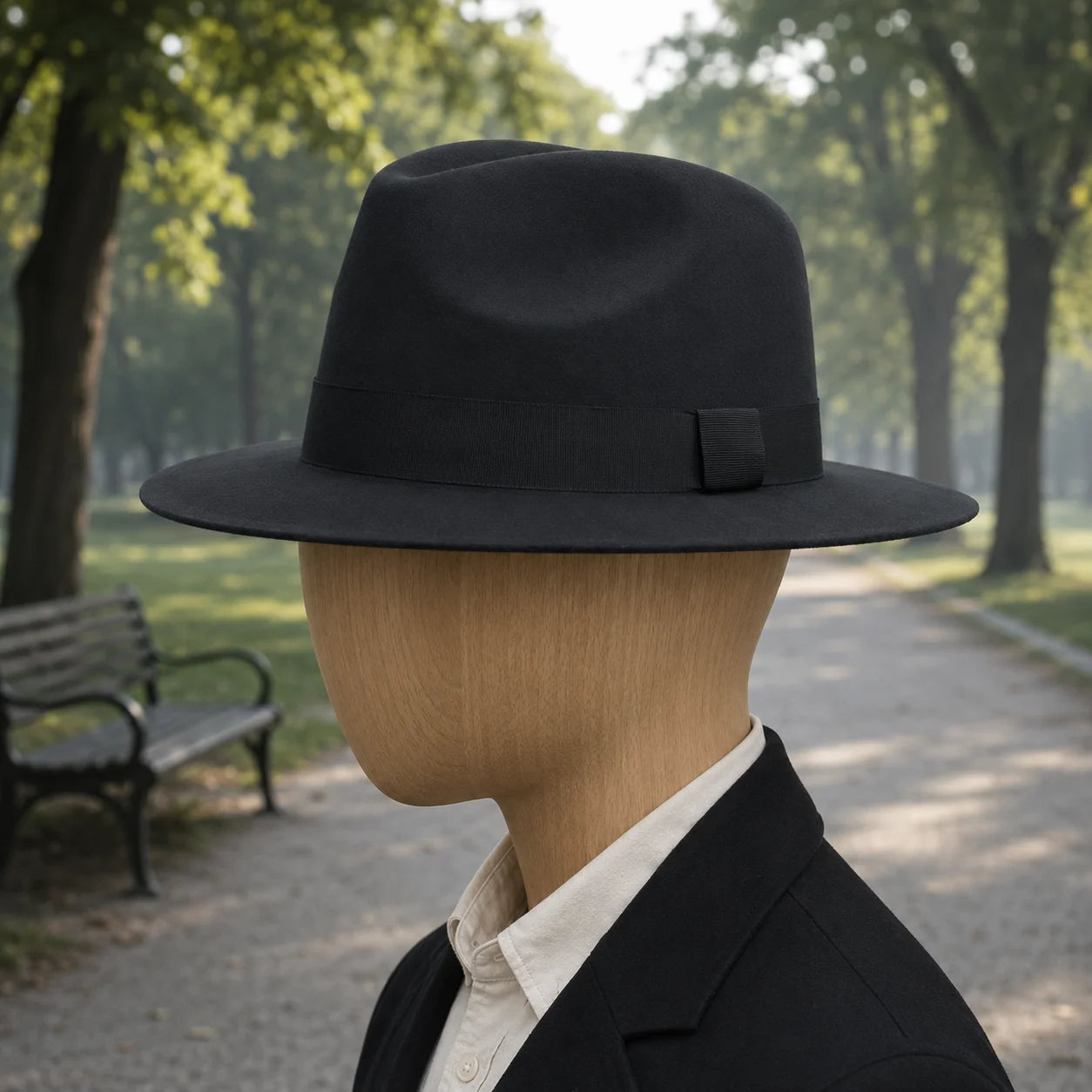 Grosgrain-Band Felt Fedora Hat