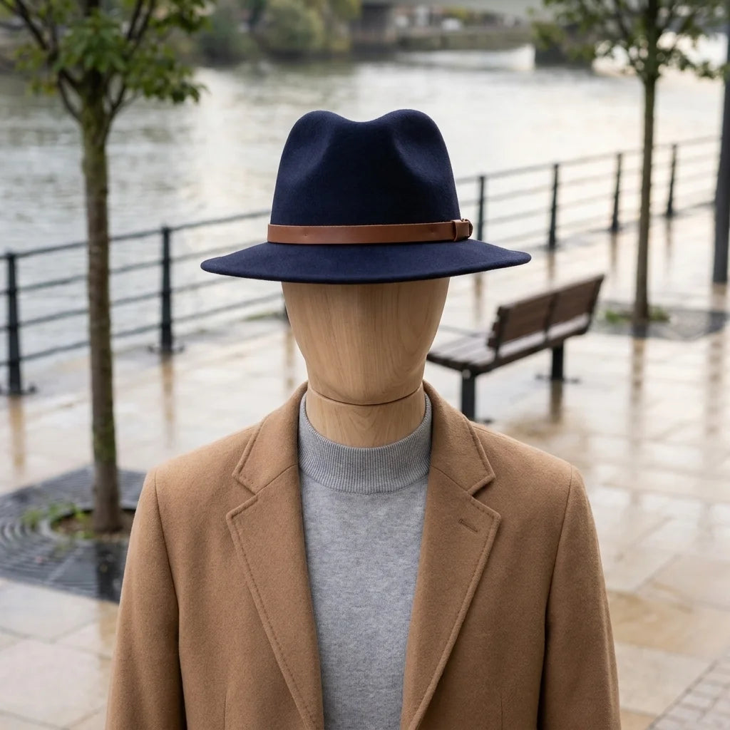 Felt Fedora Hat, Wide Curled Brim