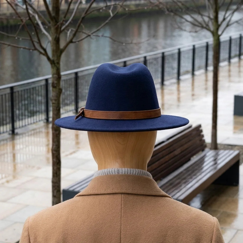 Felt Fedora Hat, Wide Curled Brim