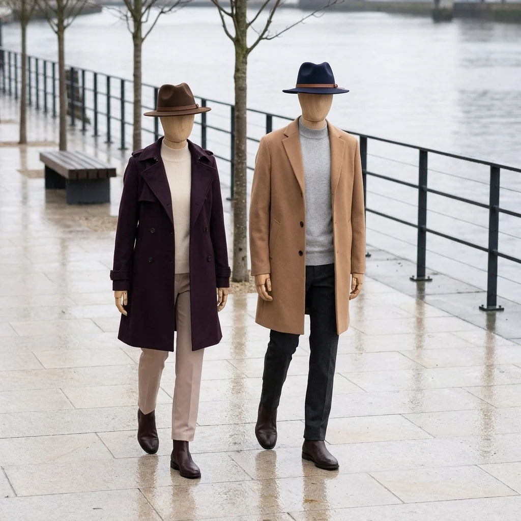 Felt Fedora Hat, Wide Curled Brim