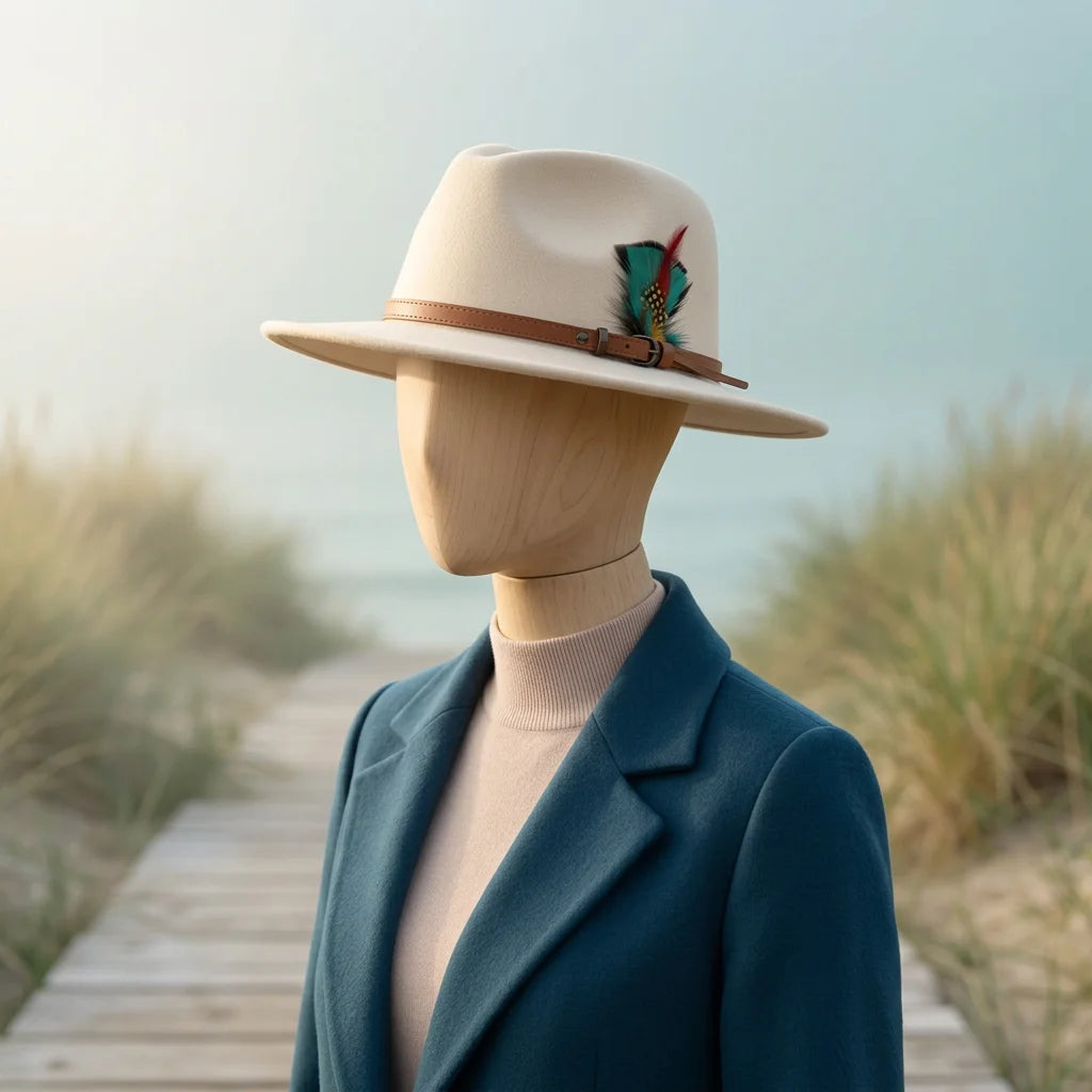 Faux Suede Fedora Hat, Wide Brim