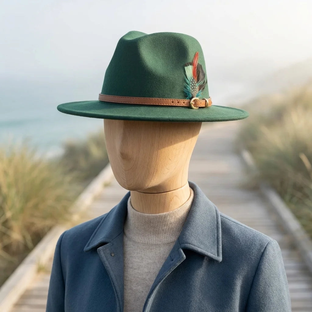 Faux Suede Fedora Hat, Wide Brim