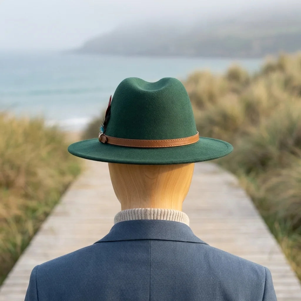 Faux Suede Fedora Hat, Wide Brim