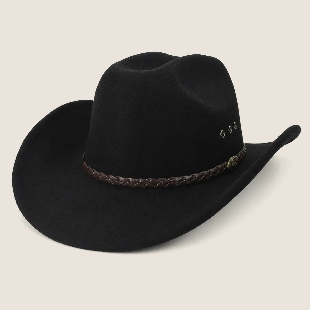 atelierbrim felt cowboy hat with structured crown, Black