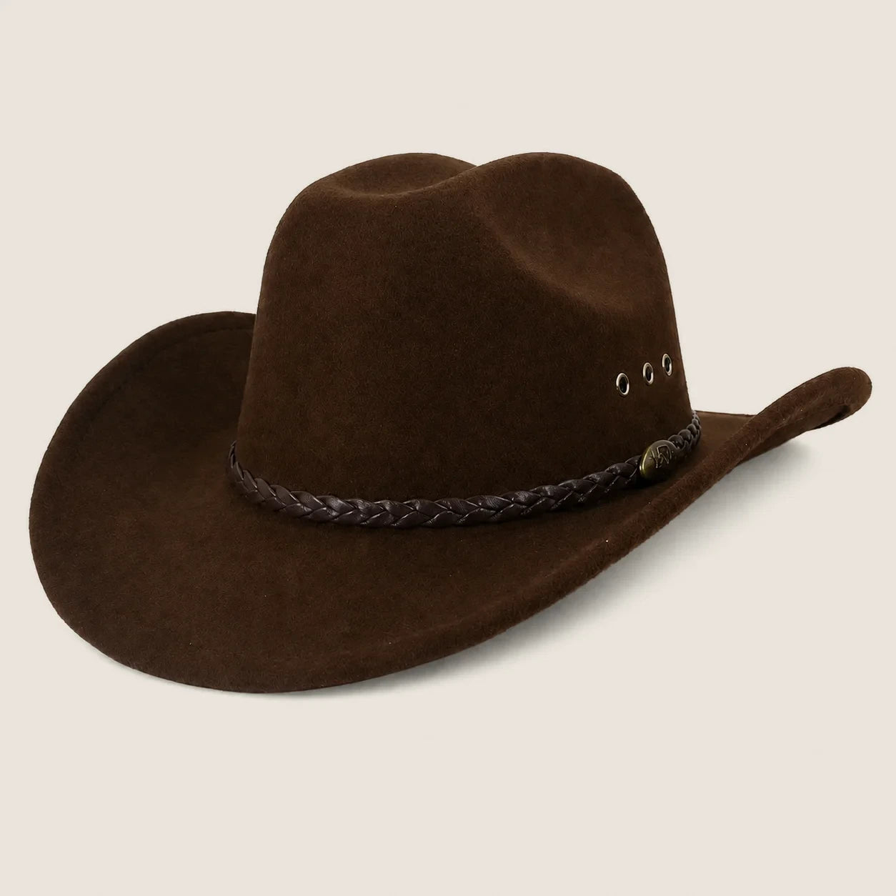 atelierbrim felt cowboy hat with structured crown, Chocolate Brown