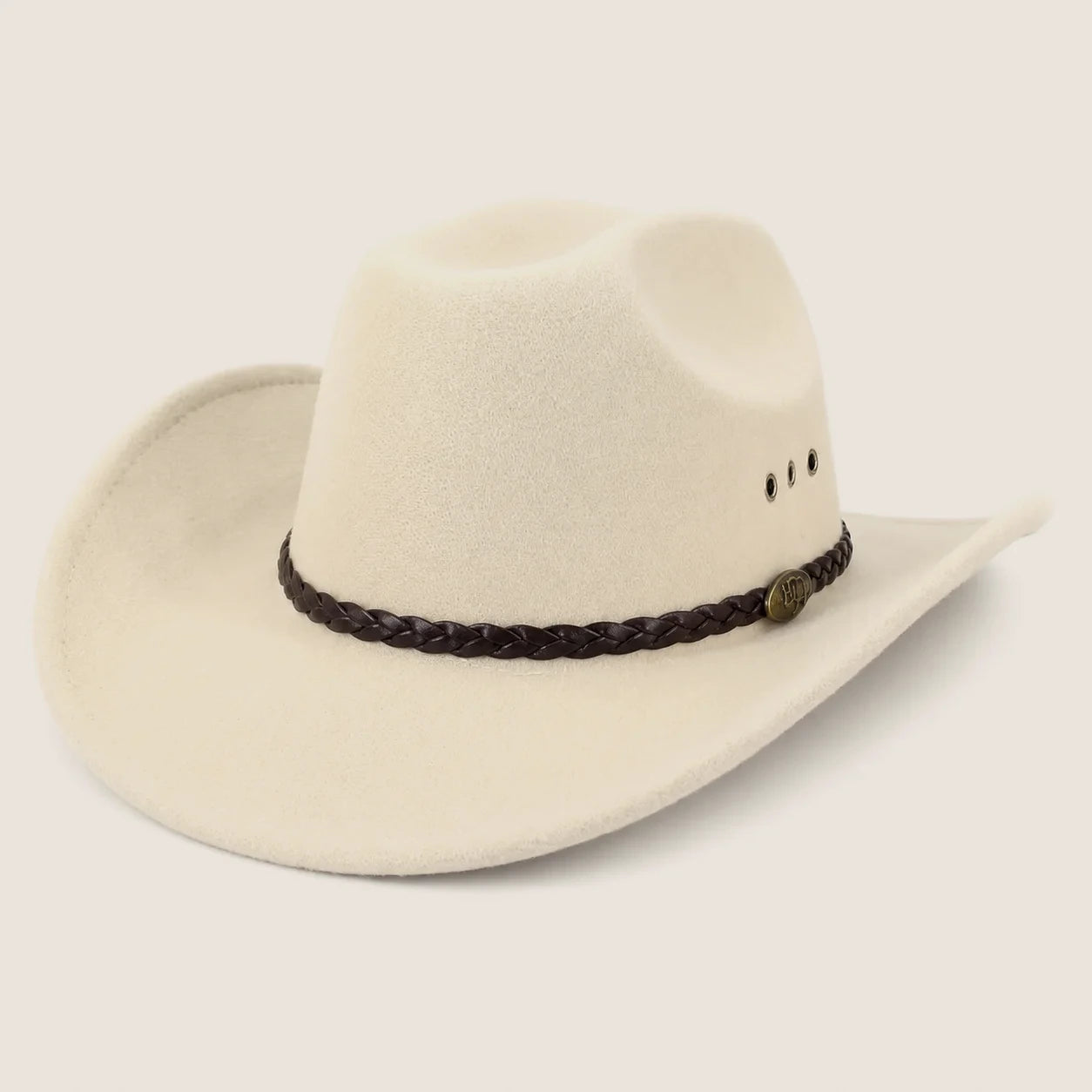 atelierbrim felt cowboy hat with structured crown, Ivory