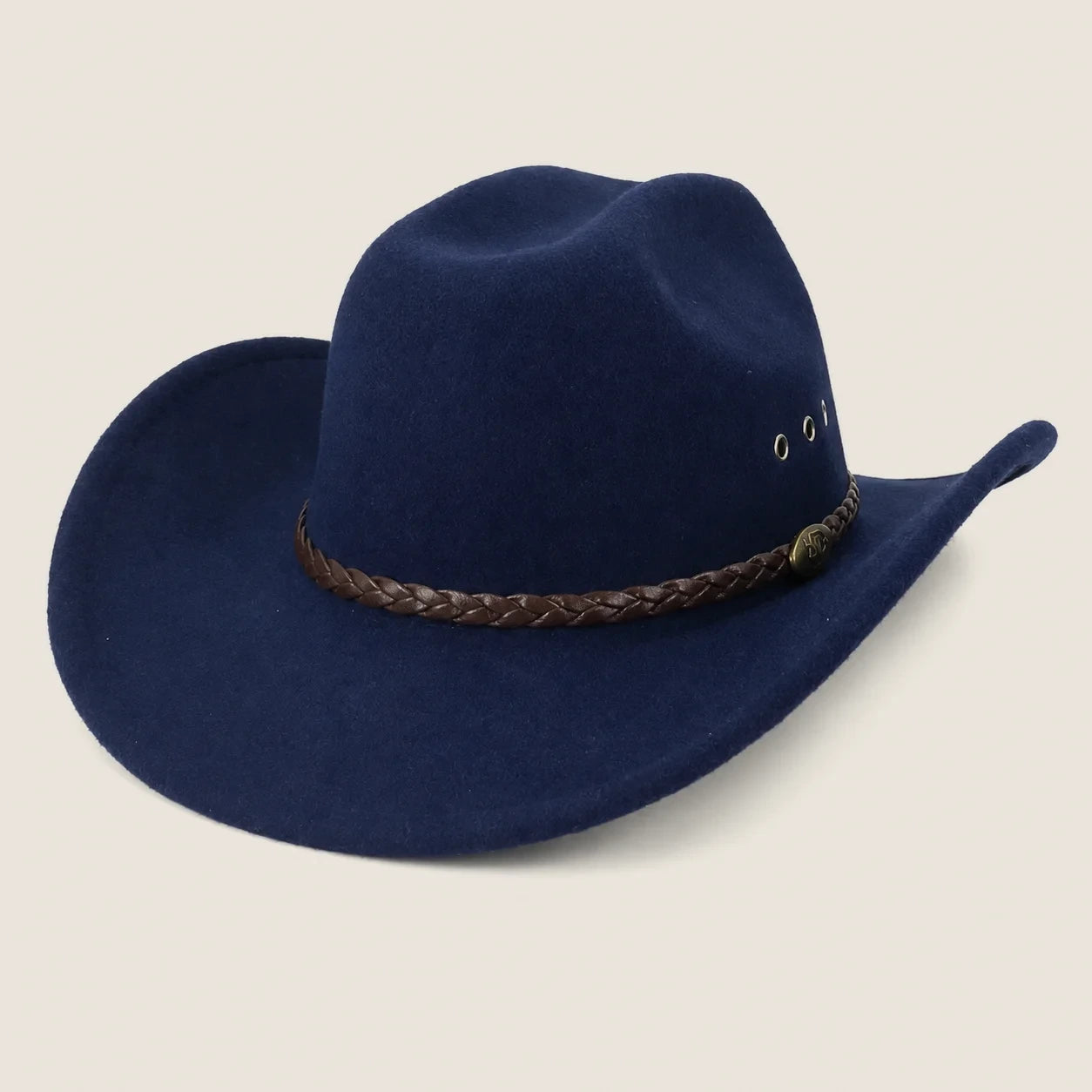 atelierbrim felt cowboy hat with structured crown, Navy Blue