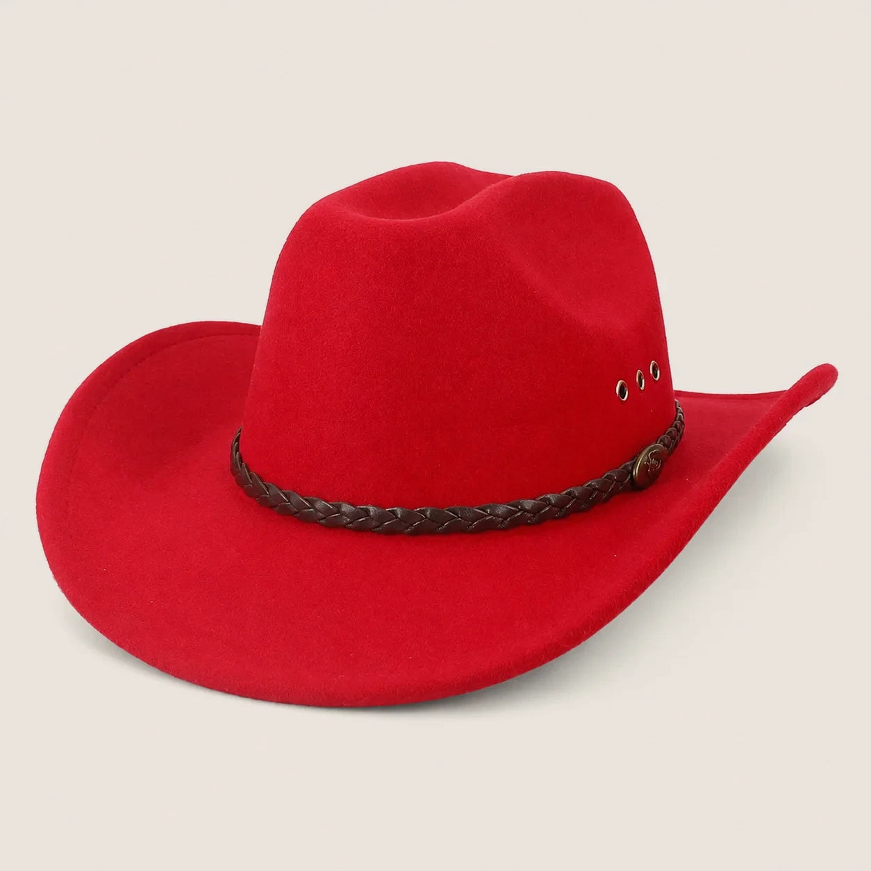 atelierbrim felt cowboy hat with structured crown, Red