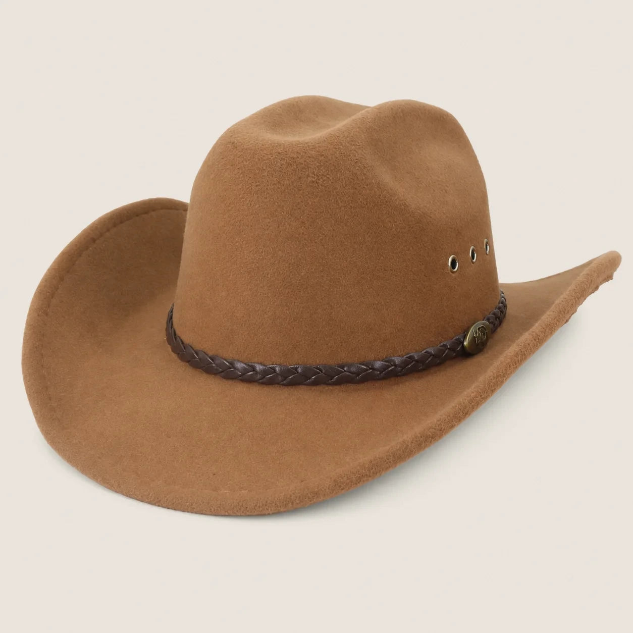 atelierbrim felt cowboy hat with structured crown, Tobacco Tan