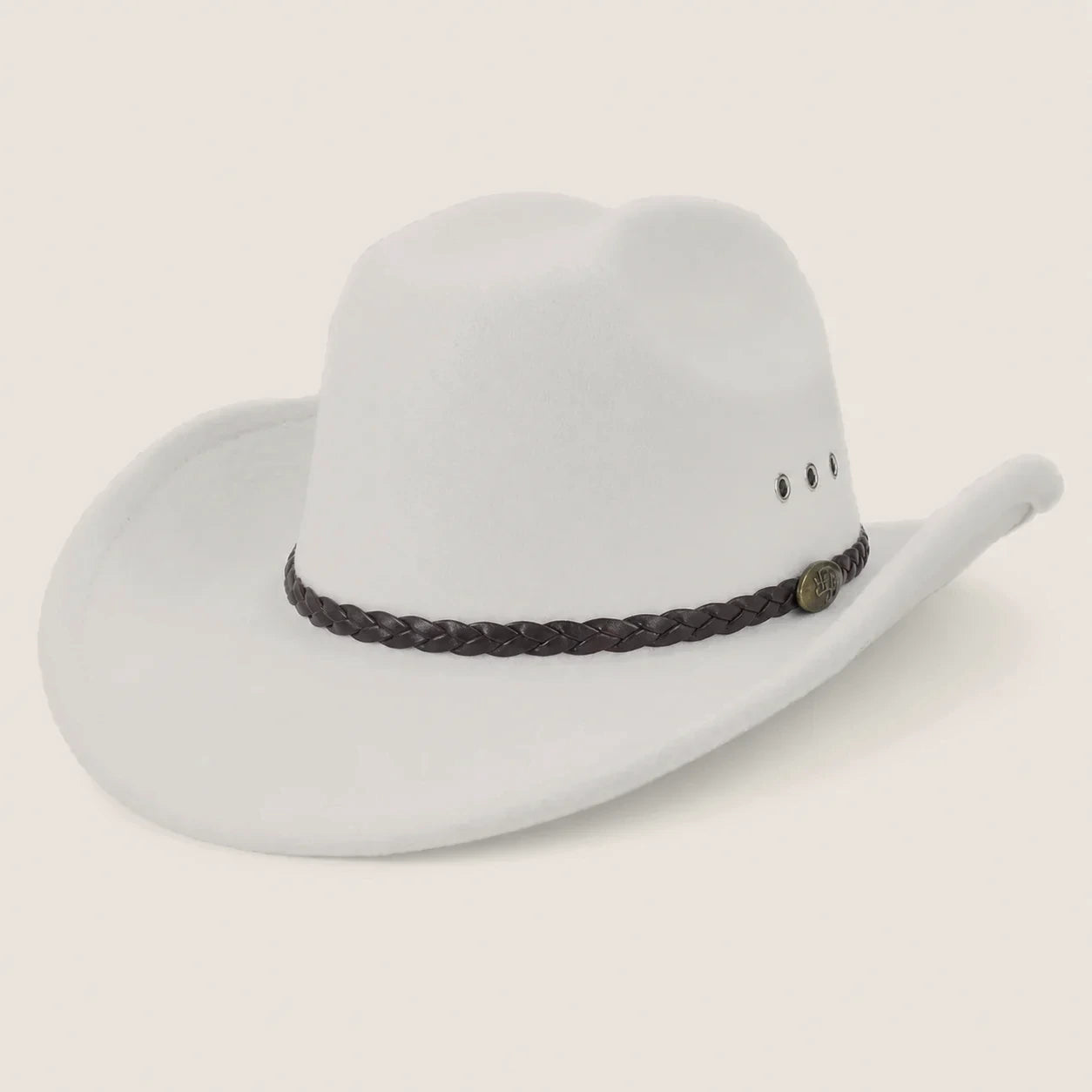 atelierbrim felt cowboy hat with structured crown, White
