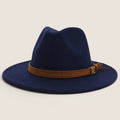 atelierbrim felt fedora hat, wide curled brim, Navy Blue