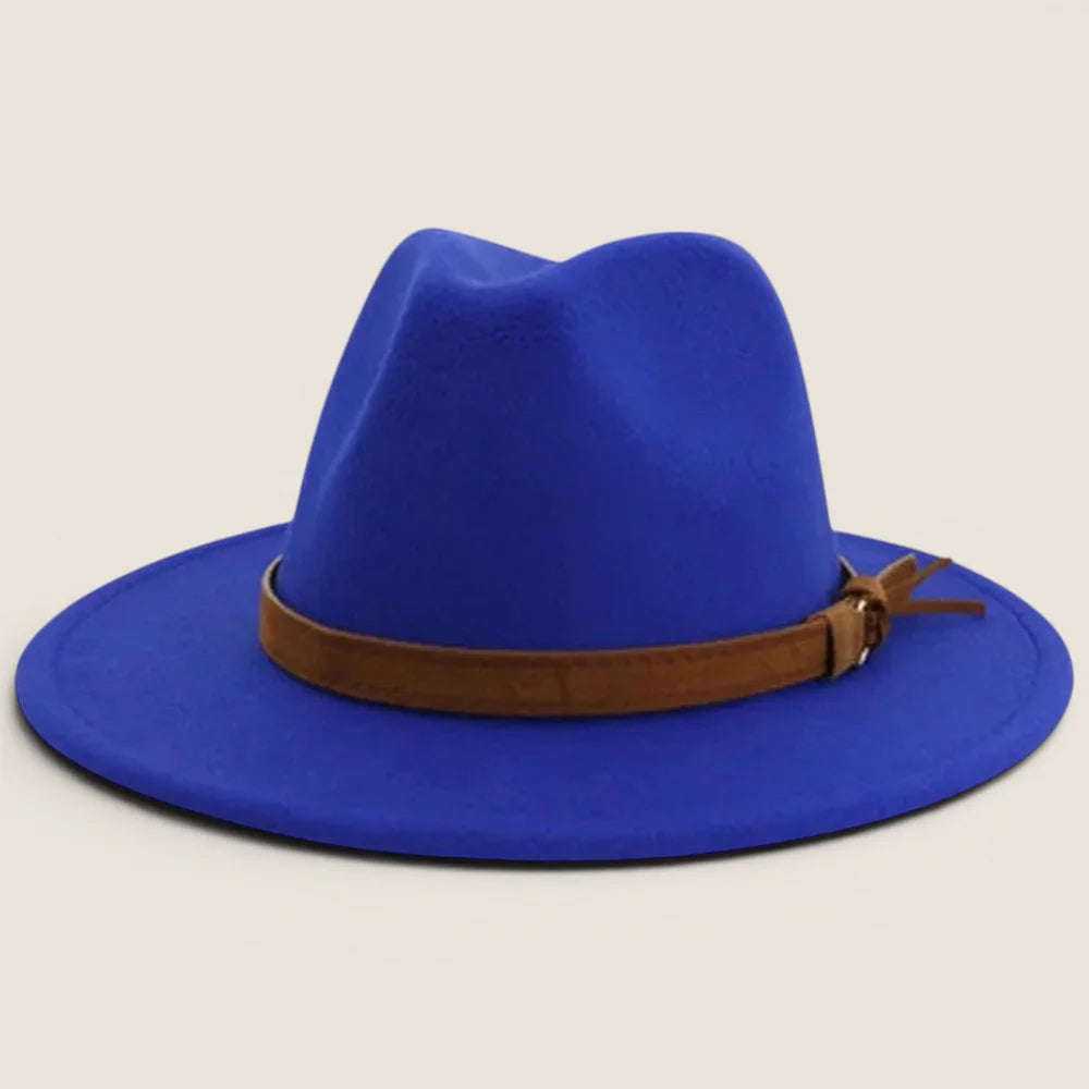 atelierbrim felt fedora hat, wide curled brim, Royal Blue