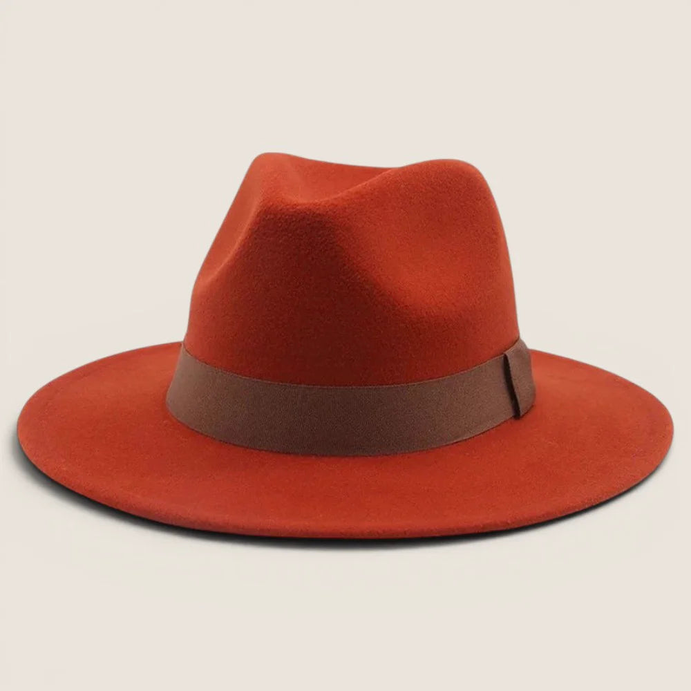 atelierbrim grosgrain-band felt fedora hat, Brick Red