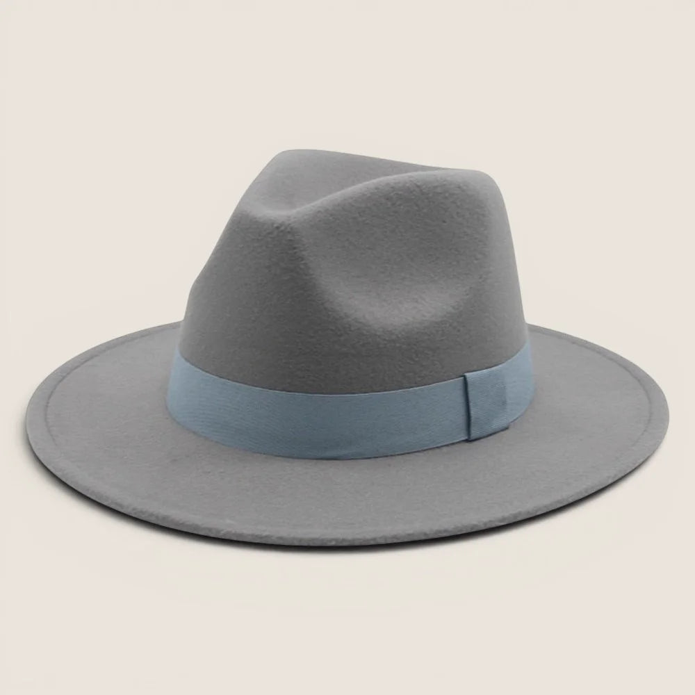 atelierbrim grosgrain-band felt fedora hat, Grey