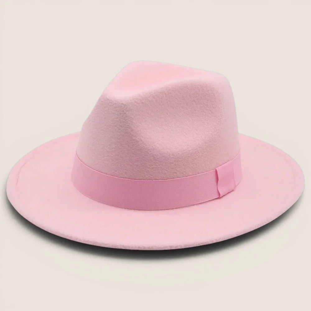 atelierbrim grosgrain-band felt fedora hat, Soft Pink