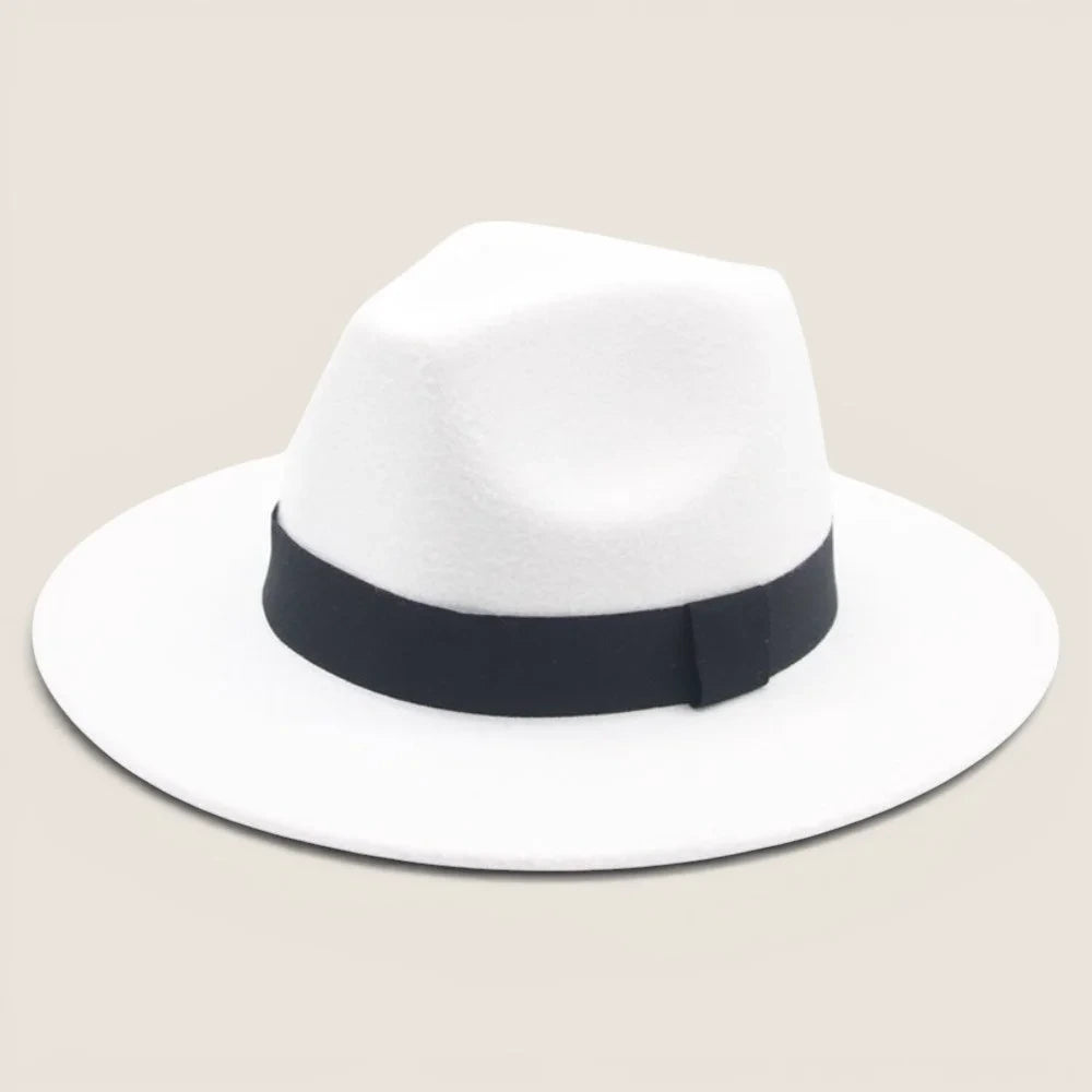 atelierbrim grosgrain-band felt fedora hat, White