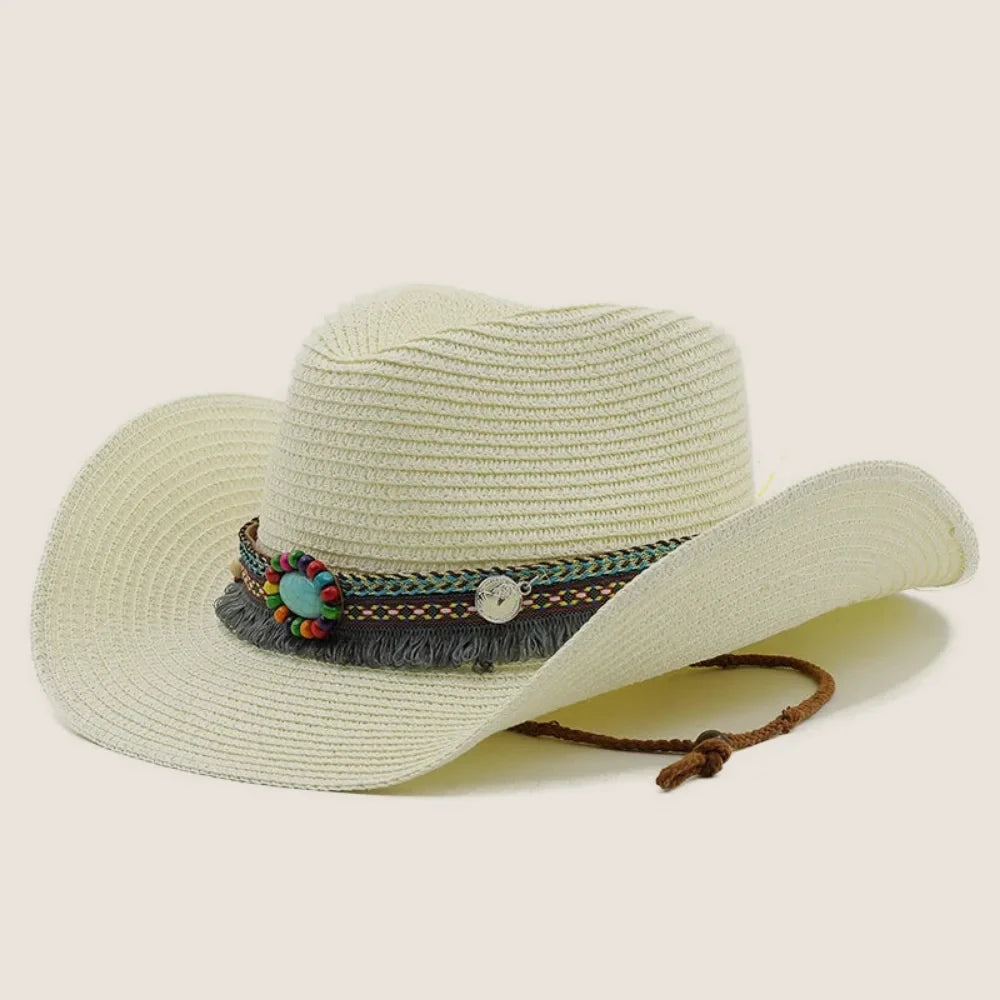 atelierbrim cowboy hat with beaded band, Ivory Cream