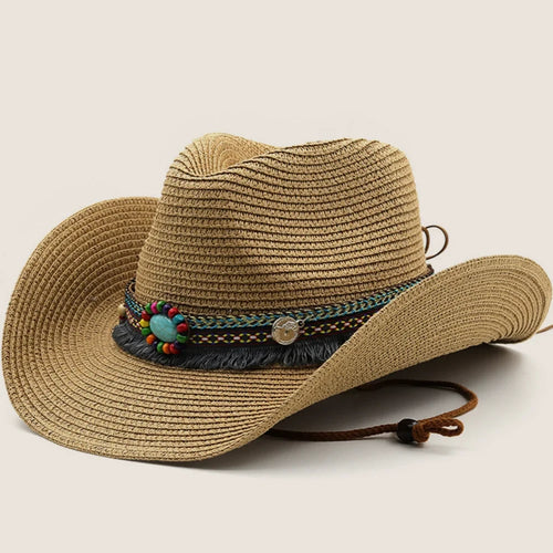 atelierbrim cowboy hat with beaded band, Natural Khaki