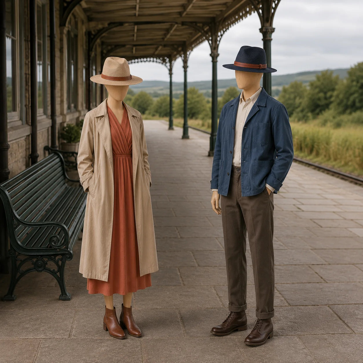 Wide-Brim Straw Hat, Pinched Crown