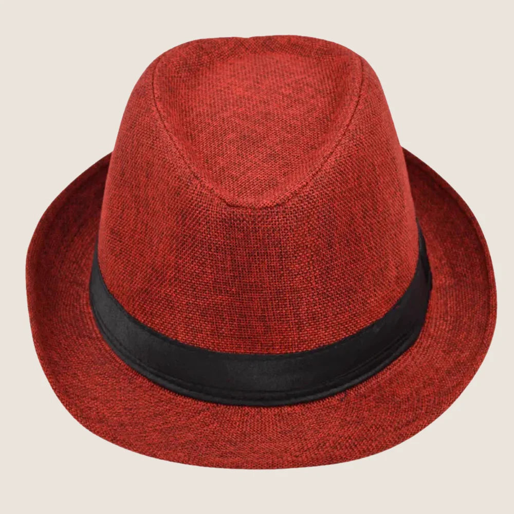 atelierbrim lightweight trilby hat with a fine summer weave, Brick Red