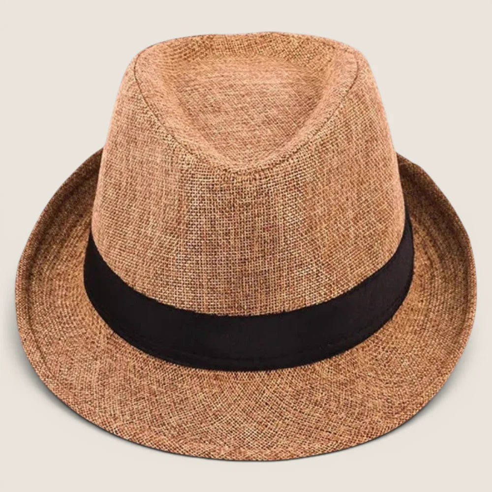 atelierbrim lightweight trilby hat with a fine summer weave, Camel Tan